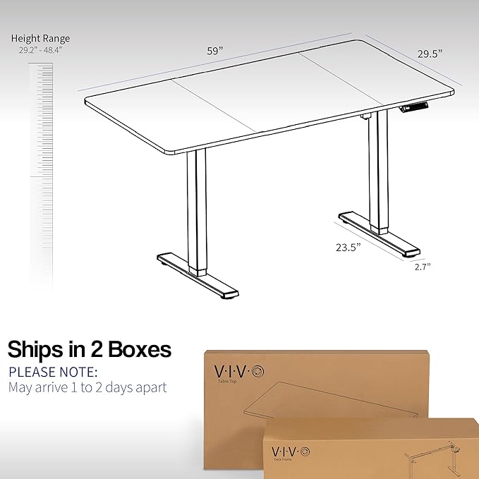 VIVO Electric 60 x 30 in Rustic Standing Desk, Memory Height Adjustment, 1B Series, Vintage Brown Top Gray Frame, DESK-KIT-1G6N-30