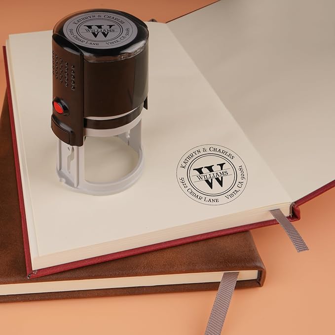 Custom Address Stamp - Self Inking Personalized Rubber Stamp for Mailing Envelopes, Packages, Wedding Invites & Business Mail (Round)