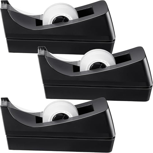 3 Pack Desktop Tape Dispenser Tape Roll Non Skid Base Tape Dispensers for Office Home School (Tape Not Included)