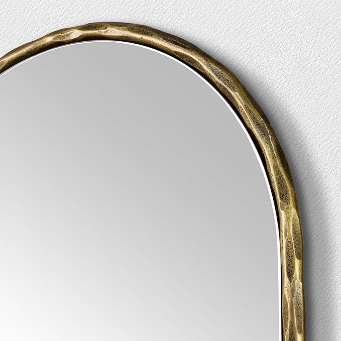 BEGINS 65" x 22" Hand-Forged Vintage Arched Full-Length Mirror - Standalone or Wall-Leaning Design, 20mm Solid Steel Frame, 9mm Anti-Corrosion Back Panel, Suitable for Bedroom or Cloakroom