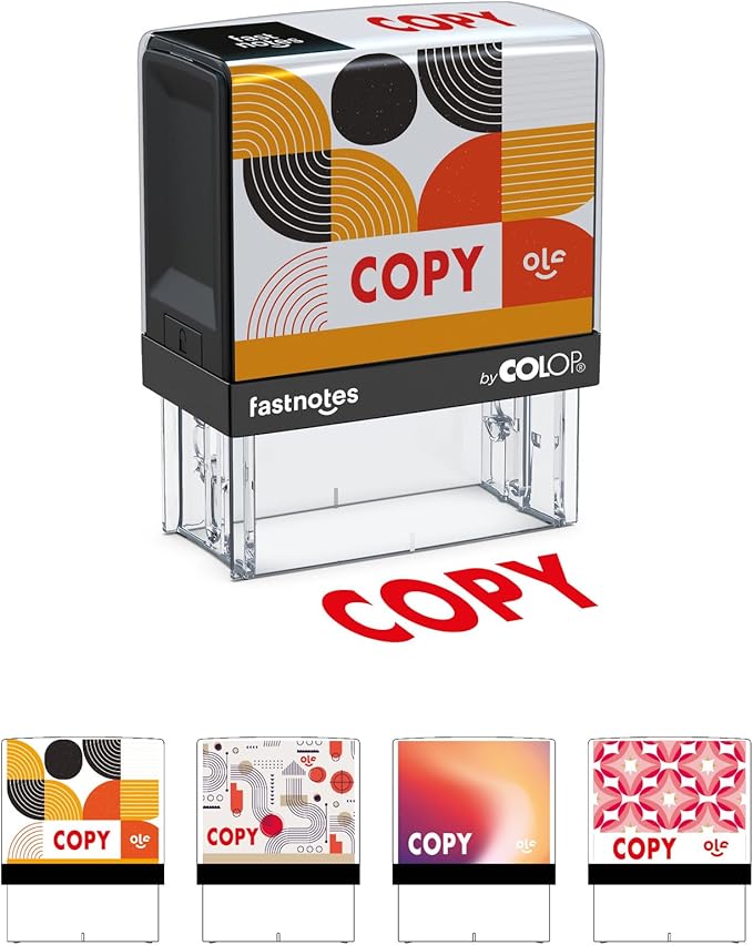 Fastnotes Copy Self-Inking Rubber Stamp by COLOP - Great for Office Documents, Notary, Warehouse, Accounting Paperwork, Business, and Legal Documentation - Red Ink (Copy- Red)