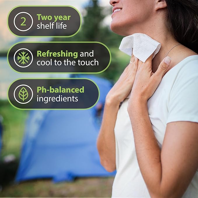 Alcala Deodorizing Body Wipes Individual Shower Wipes 100% Pure Biodegradable Bamboo Wet Wipes with Aloe Tea Tree Adult Body Wipes for Women & Men Ideal for Camping Hiking, Hospitals & Gym (330 Pack)