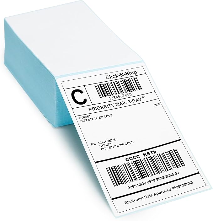 L LIKED 500 Fanfold 4 x 6 Thermal Labels, with Perforated Line Shipping Labels, Compatible with Zebra & Rollo Printer, White, Commercial Grade