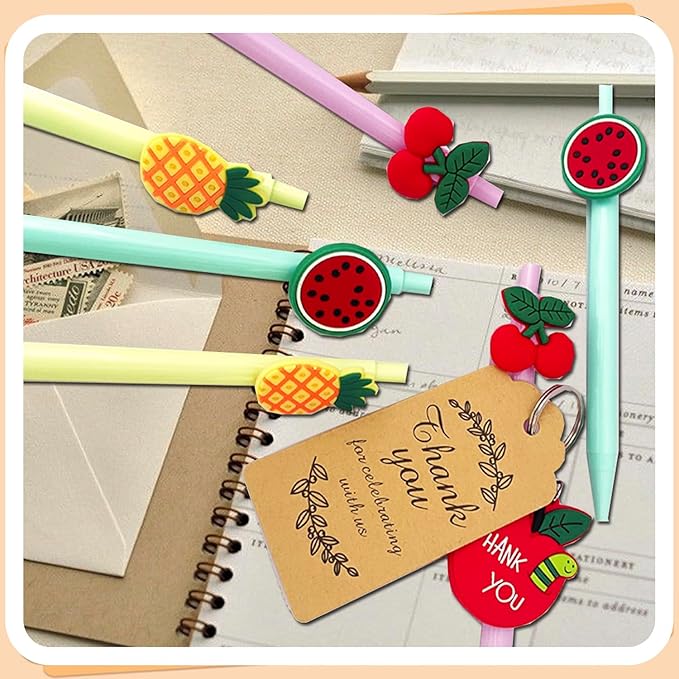 74 Set Student Gift Set 6 in 1 Multicoloured Ballpoint Pen Thank You Card Batch Keychain Inspirational Stickers Teacher Gifts for Classroom Birthday Party Supplies