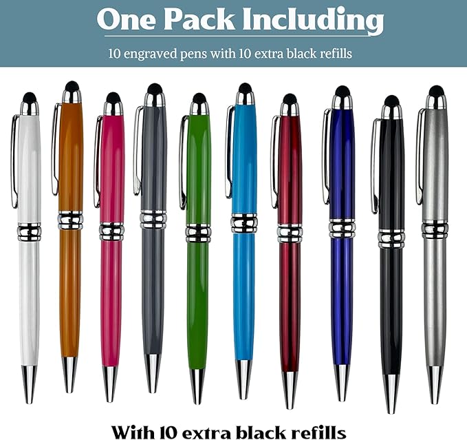 Ancolo Personalized Business Pens -Custom Advertising Message - Engraved Team Name, Phone Number, Slogan Perfect for Bank, Office, Hotel Lobbies - 10 Pens/Box