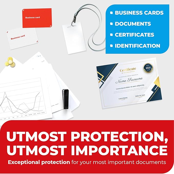 5MIL Thermal Laminating Sheets (150 Count) Letter, Photo, Card, Notecard, ID Badge and Business Card Sizes, Laminating Pouches Compatible with Laminators, Crystal Clear Laminated Finish