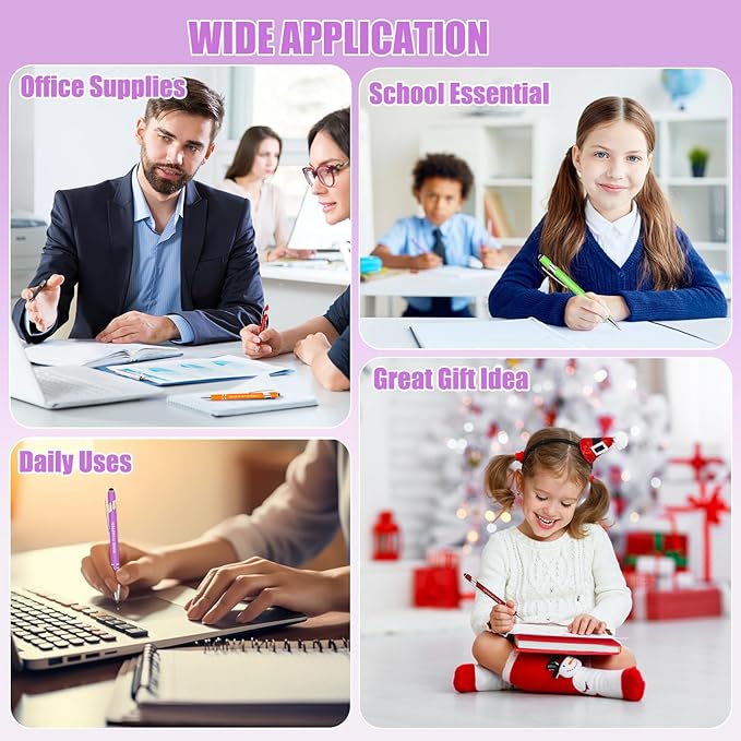 50 Pcs Inspirational Pens Bulk - Motivational Ink Ballpoint Pen with Quotes Stylus Tip Nurse Gifts for School Coworkers Office Supplies Black Ink