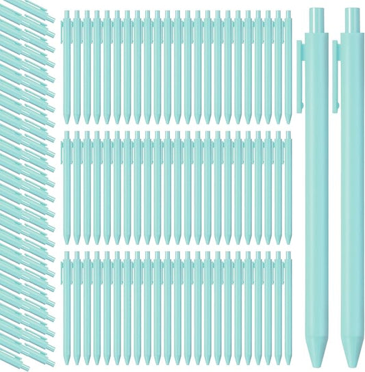 Teling 100 Pcs Ballpoint Pens Retractable Comfortable Cute Stylish Writing Pens in Medium Point 1.0 mm for Office Supplies(Light Blue)