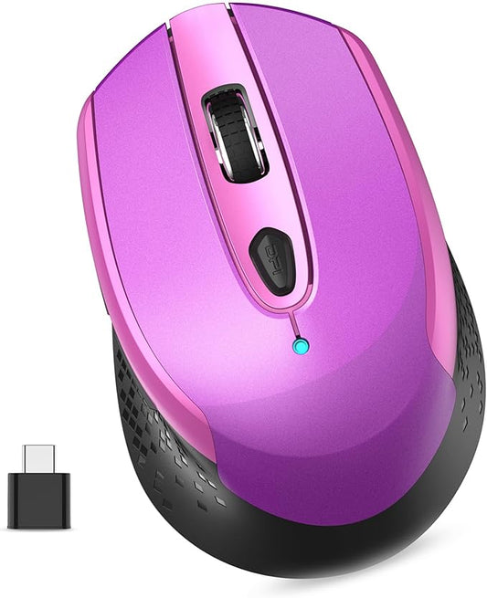 RaceGT USB C Wireless Mouse - 2.4G Cordless with 6 Buttons and 3 Adjustable DPI for MacBook Pro/Air, Laptop, Desktop, PC
