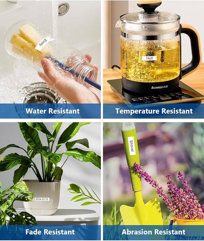 6-Pack TZe TZ Tape 9mm 0.35 Inch Laminated Multi Color Compatible for P Touch Label Tape TZe-121 221 421 521 621 721 for PTouch PT-H110 D210 D220 PT-H103W, Clear/White/Red/Blue/Yellow/Green