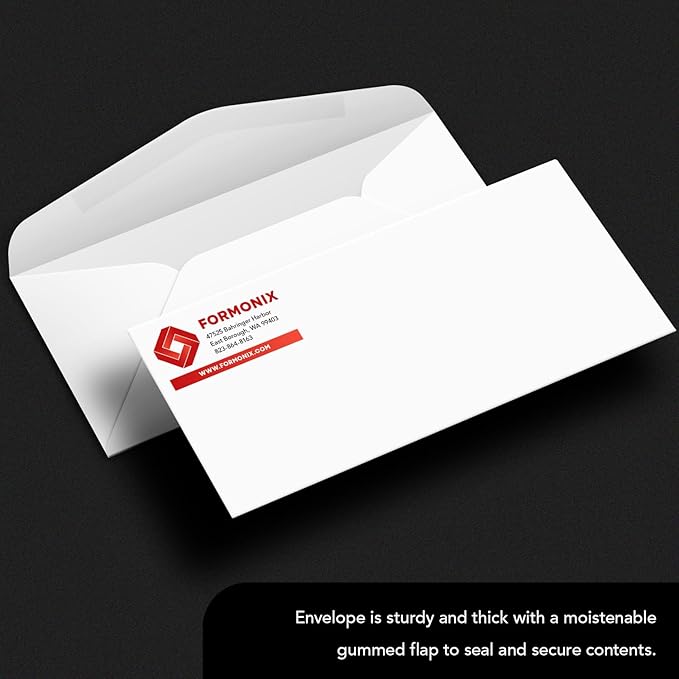 White Regular Business #14 Envelopes - Great for Mailing Letters, Business Memos, Documents, Invoices, Bills - Thick and Sturdy 24lb Stock, Strong Gummed Flap - 5" x 11-1/2" - 50 Envelopes