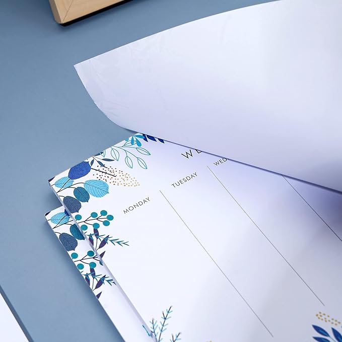 2 Pack Weekly Planner Notepad Tear Off Set of 2 Weekly Calendar Pad 52 Undated To Do List Notepad Desk Planning Pads Productivity Tracker for Work School Home Goals Notes Schedule Ideas, Blue