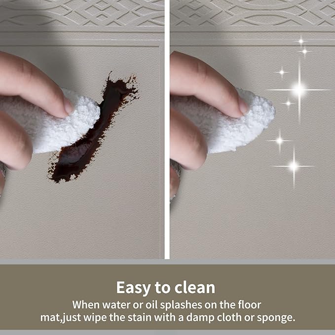 24 x 60 Inch Extra Support Anti Fatigue Comfort Kitchen Mat, Waterproof Long Kitchen Runner, Non-Slip Standing Desk Mat, Commercial Pads for Offices, Home, Garages (Bordeaux Cabblestone, 24'' x 60'')