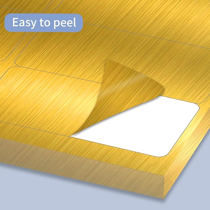 1" x 2-5/8" Address Labels- Gold Shipping Labels Stickers/Mailing Labe Stickers for Laser/Inkjet Printer, Matte- Permanent Adhesive Sticker