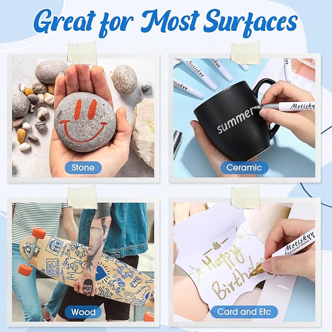 48 Pcs Metallic Permanent Markers Bulk Metallic Marker Pens Medium Tip Quick Dry Paint Pen for Classroom DIY Crafts Artist Illustration Gift Card Making(Colorful)