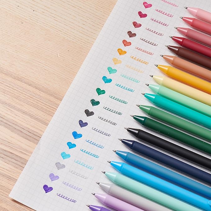Kaco Gel Pens 20 Assorted Color Ink 0.5mm Fine Point, Cute Stationery Journaling Note Taking Pens Retractable Office Supplies
