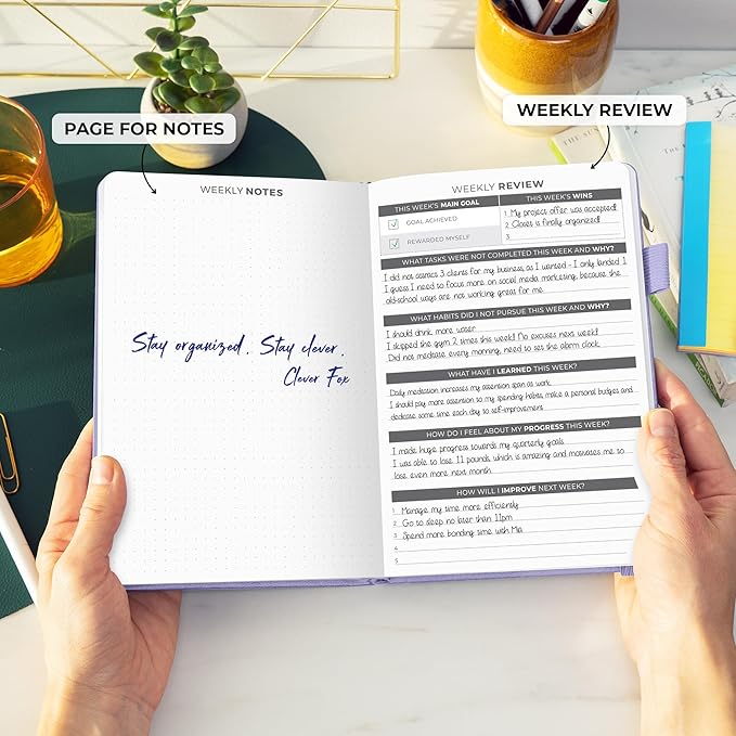 Clever Fox Daily Planner – Undated Planning Notebook with Hourly Schedule & To-Do List – Personal Day Task & Work Organizer, 6 Months (Lavender)