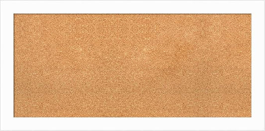 Amanti Art Natural Cork Board for Wall, 19x39 Vision Board with White Frame, Medium Corkboard Office Decor for Home Organization, Casual Corkboard Pinboard to Display Items for Home Organization in