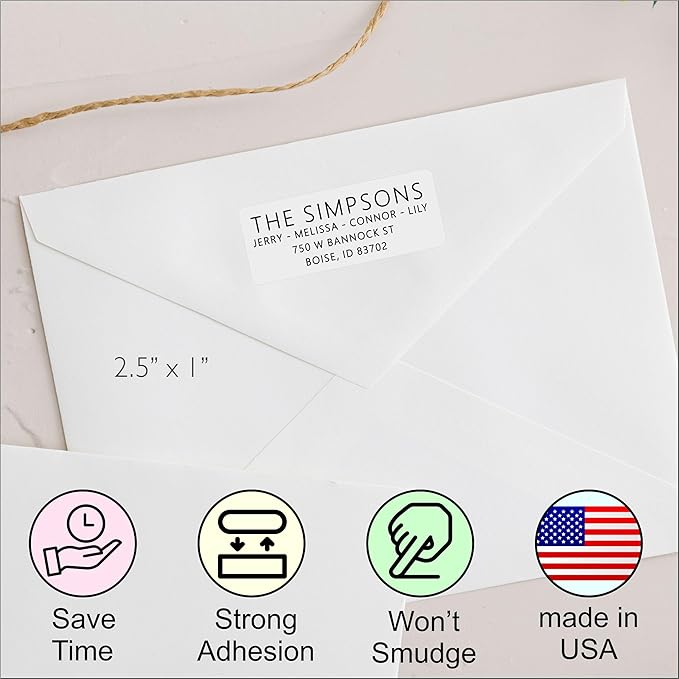 White Address Labels for Business - Personalized Return Address Labels, Custom Mailing Labels, Shipping Stickers for Envelopes and Packages (Sans Serif Font)