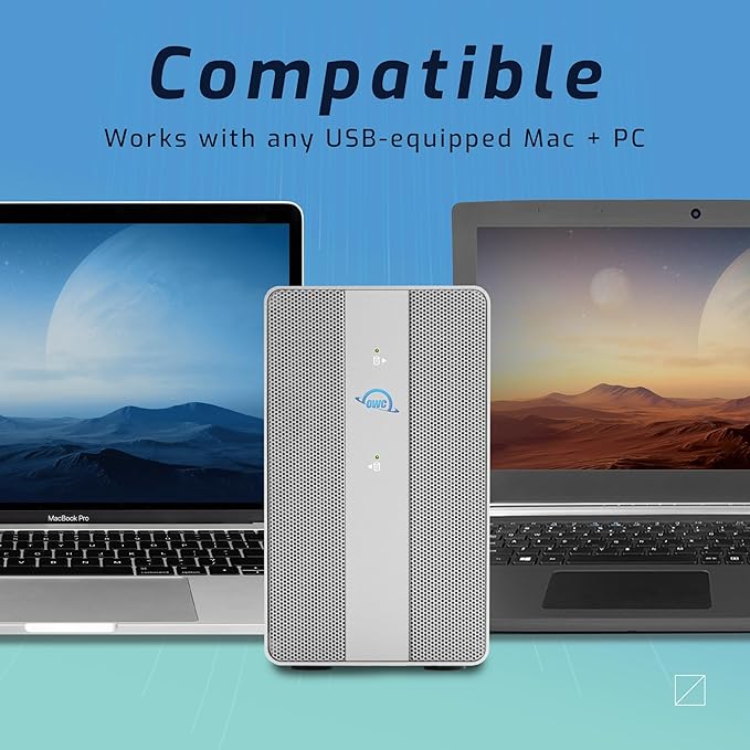 OWC 12TB Mercury Elite Pro Dual USB-C/Thunderbolt 3 External Raid Storage Enclosure with 3Port HUB for Mac and PC