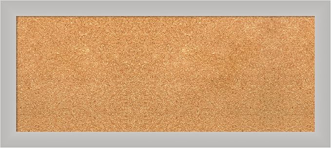Amanti Art Natural Cork Board for Wall, 15x33 Vision Board with Silver Wood Frame, Medium Corkboard Office Decor for Home Organization, Modern Contemporary Corkboard Pinboard to display items for home