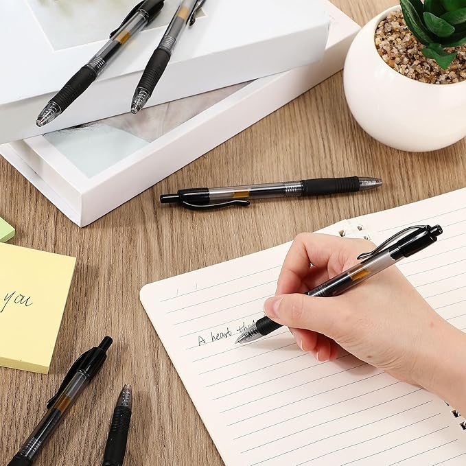 Jetec 500 Pcs Premium Gel Roller Pens Bulk, Fine Point 0.7 mm, Retractable Gel Ink Roller Ball Pens for Writing Journaling Taking Notes Office (Black)