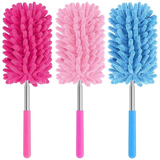 Mini Duster for Cleaning, 360° Bendable Hand Dusters with Extension Pole, Washable Small Duster for Car Interior, Office, Furniture