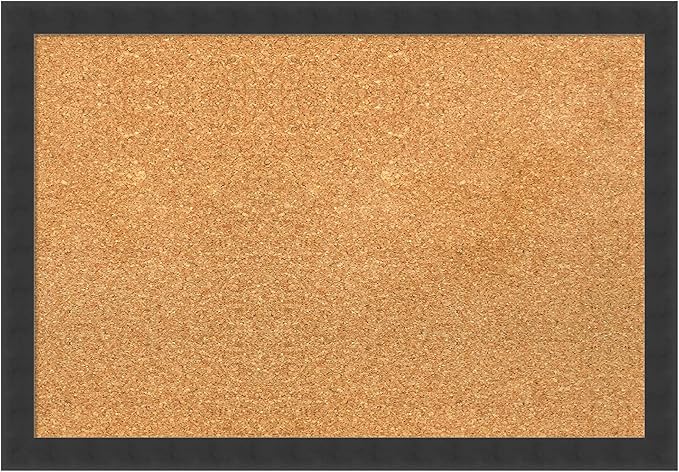 Amanti Art Natural Cork Board for Wall, 18x26 Vision Board with Black Wood Frame, Medium Corkboard Office Decor for Home Organization, Modern Contemporary Corkboard Pinboard to display items for home