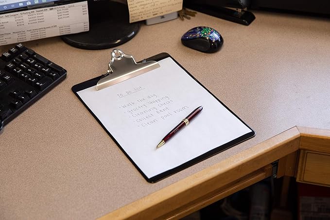 Black Plastic Clipboards (Set of 6) Multipack - 12.5x9 Inch Black Clipboard with 100 Sheets Holding Capacity Butterfly Clip | Colored Acrylic Clip Boards in Bulk | Office, Classroom, School Supplies