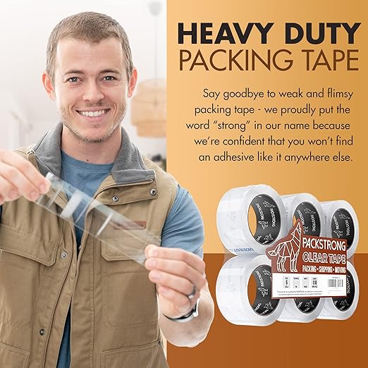 Packstrong Industrial Grade Clear Packing Tape 36 Rolls - 110 Yards per Roll - 2" Wide x 2 mil Thick, Acrylic Adhesive Tape