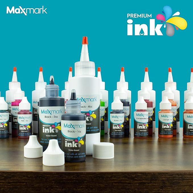 MaxMark Premium Refill Ink for self Inking Stamps and Stamp Pads, Magenta Purple Color - 1 oz.