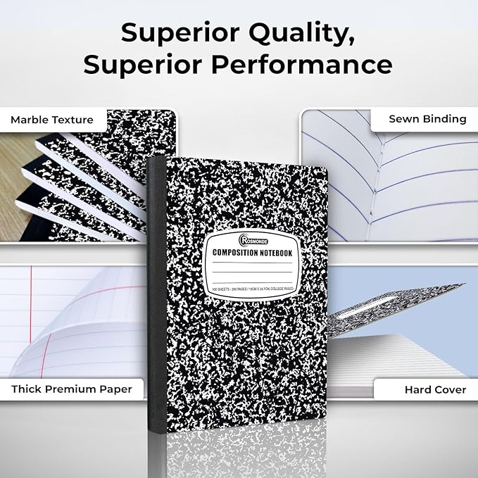 2000 Pack (Pallet) Composition Notebooks Bulk, College Ruled, Full Pallet of Notebooks, 200 Pages (100 Sheets), 9-3/4 x 7-1/2, Bulk Notebooks for School, College & Office, 4-7 Days Transit