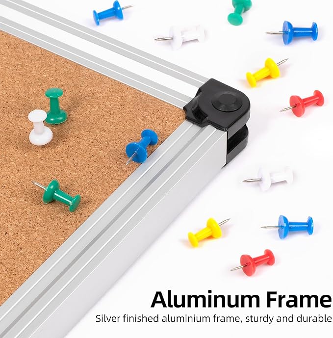 Board2by Extra Large Cork Bulletin Board 72" X 48", Silver Aluminum Framed 6'x4' Corkboard for Wall, Wall Mounted Notice Pin Board with 18 Push Pins for School, Home & Office