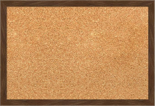 Amanti Art Natural Cork Board for Wall, 13x19 Vision Board with Brown Wood Frame, Small Corkboard Office Decor for Home Organization, Country Rustic Corkboard Pinboard to Display Items for Home