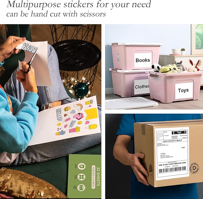 8.5" x 5.5" Half Page Self Adhesive Shipping Label, Compatible Laser & Inkjet Printers, White, 2 Labels Per Sheet(4000 Sheet Total 8000 Labels)