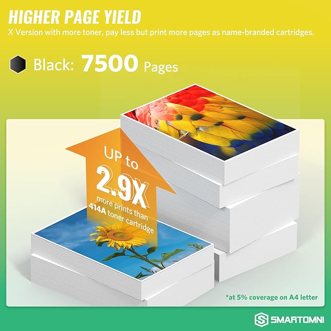 414X Black Toner Cartridges High-yield (with Chip) Works with Color Pro MFP M479fdw M479fdn M454dw M454dn M479dw M455dn M479 M454, Enterprise Laser M455dn M480f Printer | W2020X 414A W2020A, Pack of 2