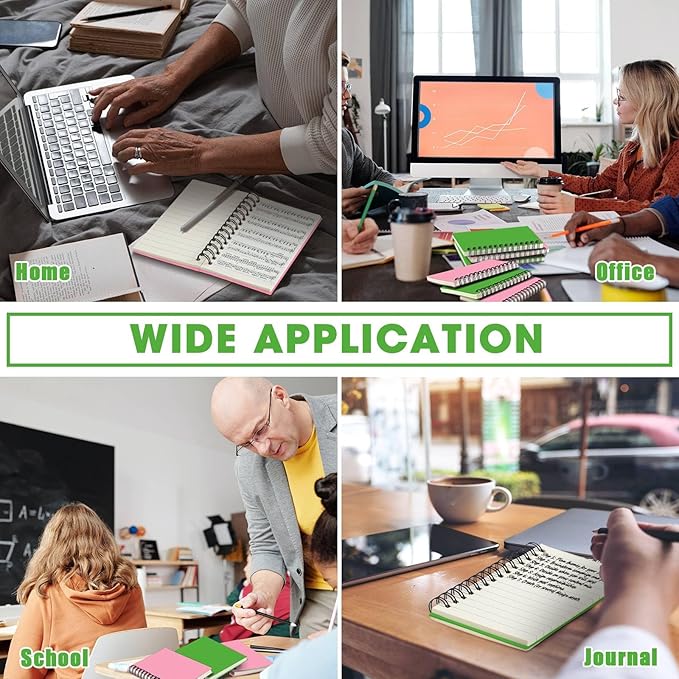 Jutom 18 Pcs Small Spiral Notebooks Memo Pads 3x5 Bulk Small Pocket Notebooks Mini Notepads with Lined Pages Mini Journals for Office Back to School Work Writing Supplies, 120 Pages (Pink Green)