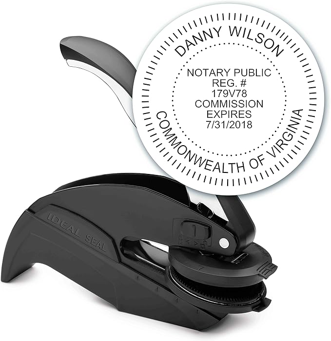 MaxMark Notary Seal Round Embosser for Virginia State - Includes Gold Burst Seal Labels (50 Count)