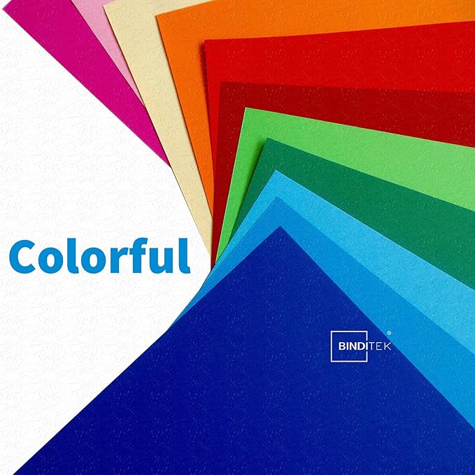 Binditek 100 Pack 13 Mil Slight Linen-Texture Paper Binding Presentation Covers, 90lb, for Business Documents, School Projects, 8-1/2 x 11", Un-Punched, Black