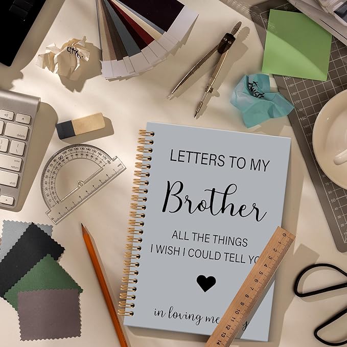 OINDADE Loss of Brother Sympathy Gifts Grief Notebook Journal, Letters to My Brother in Heaven Journal, Memorial Notebooks Gifts for Loss ofBrother, In Loving Memory Sympathy Gifts, 6x8.2In