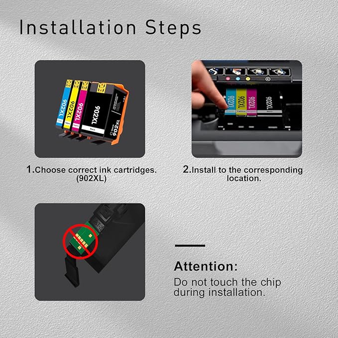 902XL Ink Compatible Ink Cartridge Replacement for 902 XL 902XL (4 Combo Pack) to use with Officejet Pro 6978 6968 6974 6975 6960 Officejet 6951 6954 6956 6958 Printers