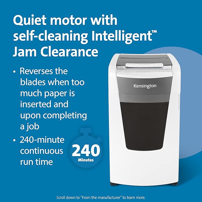 Kensington Shredder - New OfficeAssist 600-Sheet Auto-Feed Micro Cut Anti-Jam Heavy Duty Shredder with 29 gallons Waste Capacity, Lockable Chamber and 4 Casters (K52052AM)