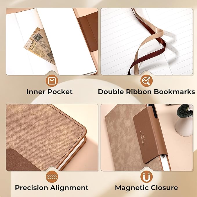 Leather Journal for Men 320 Pages B5 Large Journaling Notebooks with 100 GSM Thick Paper Journals for Writing Notebook for Men & Women with Buckle Closure Work Diary, 7.28" x 10.23", Brown