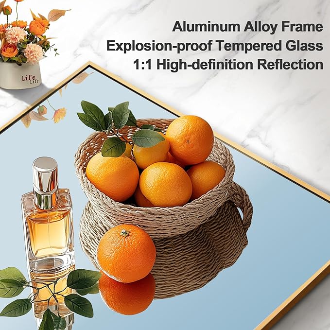 Arched Full Length Mirror, 57" x 20" Floor Mirror with Stand – Shatterproof Tempered Glass, Modern Aluminum Frame, Multi-Mount for Bedroom, Living Room, Gym, Gold