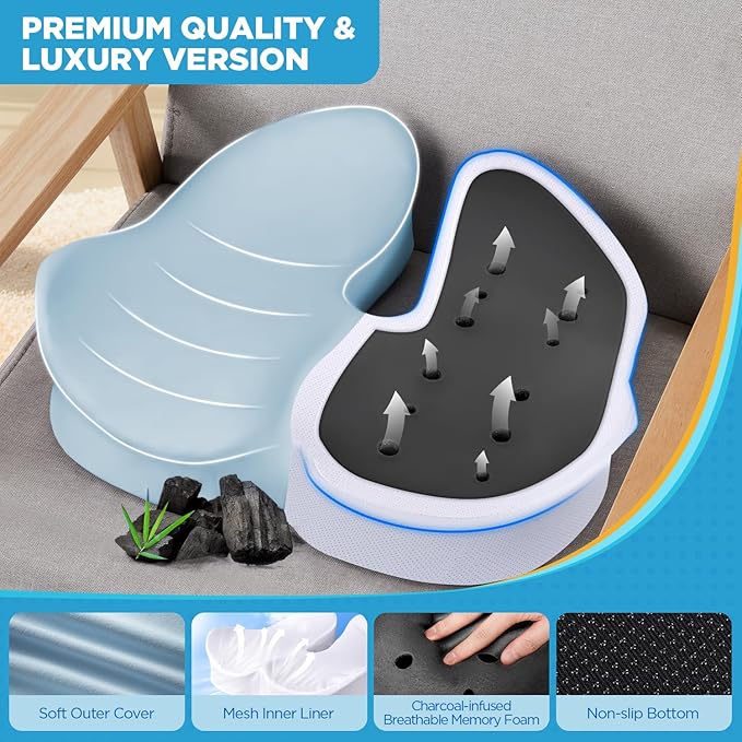 BEAUTRIP Seat Cushion & Lumbar Support Pillow for Office Chair, Car & Wheelchair - Ergonomic Coccyx Cushion for Tailbone, Sciatica & Back Pain Relief - Extra-Dense Charcoal Memory Foam Chair Cushions
