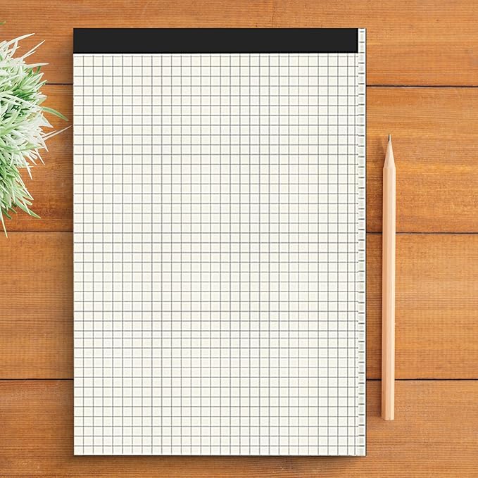 5 Pack A4 Graph Paper Pads, Quad Grid Paper Pad, 80 Sheets/Pad, Graph Paper Notebook for Office Supplies, Architects, White