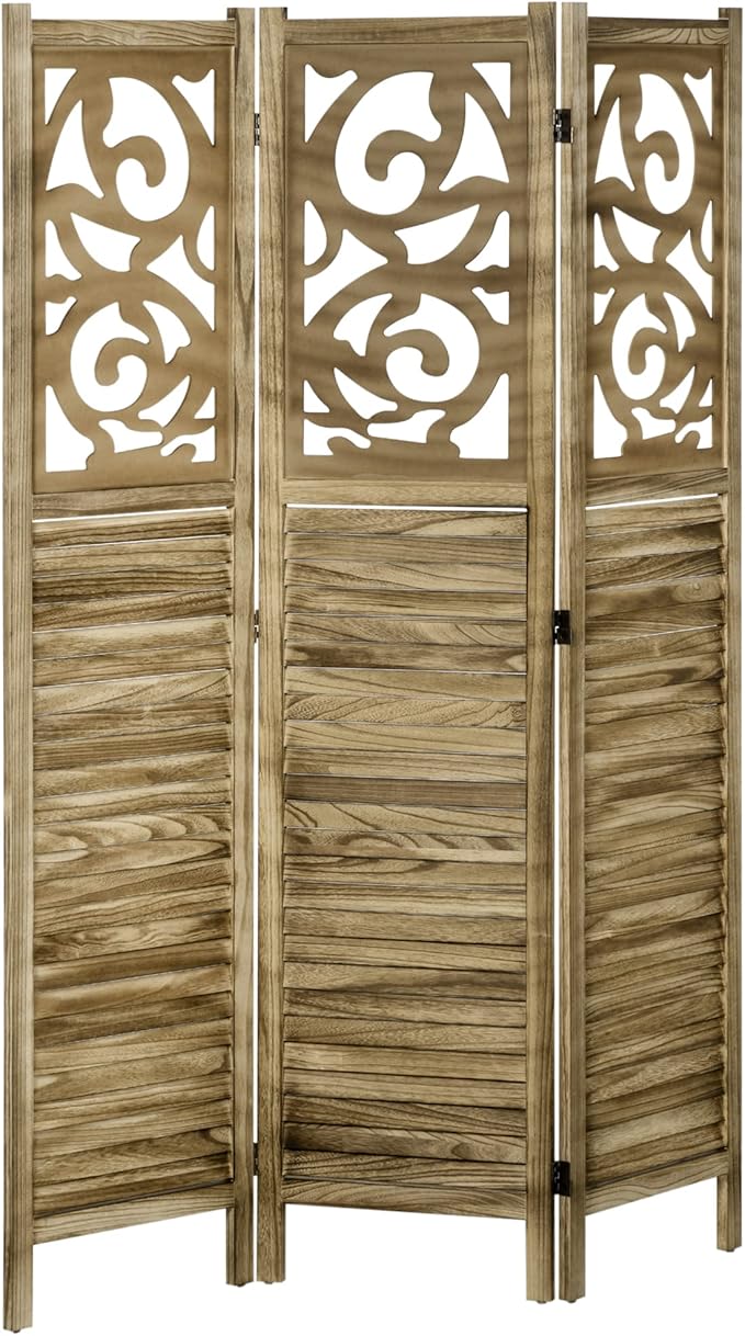 NicBex Room Divider 3 Panel Room Dividers with Floral Design Partition Room Dividers and Folding Privacy Screens 5.5 FT Wall Divider for Home, Office, Room Separation,47.25"W x 0.75"D x 67"H, Brown