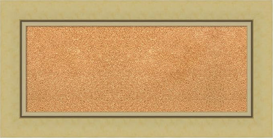 Amanti Art Natural Cork Board for Wall, 18x36 Vision Board with Gold Frame, Medium Corkboard Office Decor for Home Organization, Casual Corkboard Pinboard to Display Items for Home Organization in