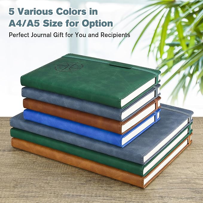 Notebook Journal for Women Men: Leather Journal for Writing, Hardcover College Ruled Journals Notebooks with Thick Paper, Large A5 Daily Journal for Travel, Diary, Gifts for Teens, 5.7"×8.5", Deepblue