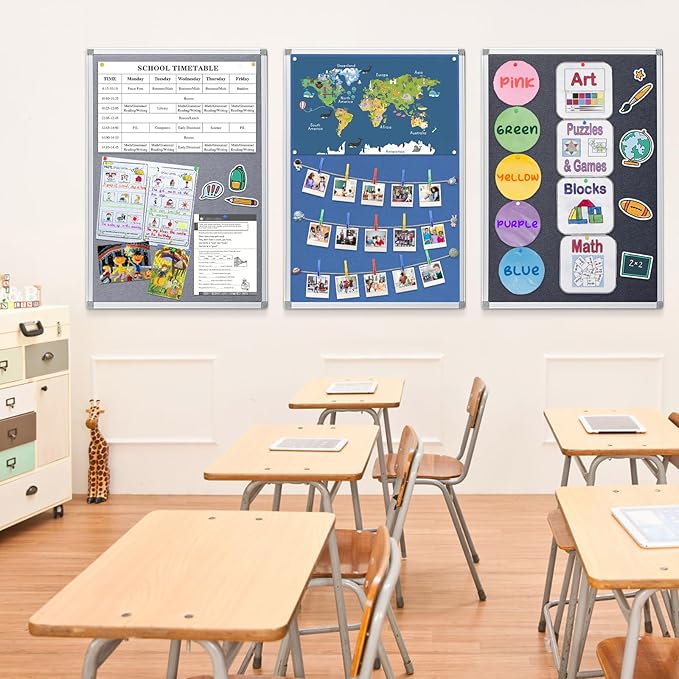 Felt Bulletin Board 24x18inches Photo Picture Display Board Wall Hanging Notice Board with Push Pins